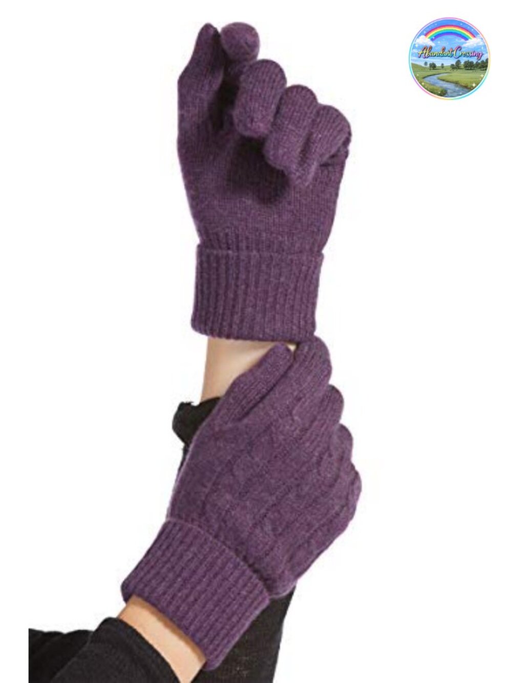 Women's 100% Pure Cashmere Cable Knit Gloves - One Size